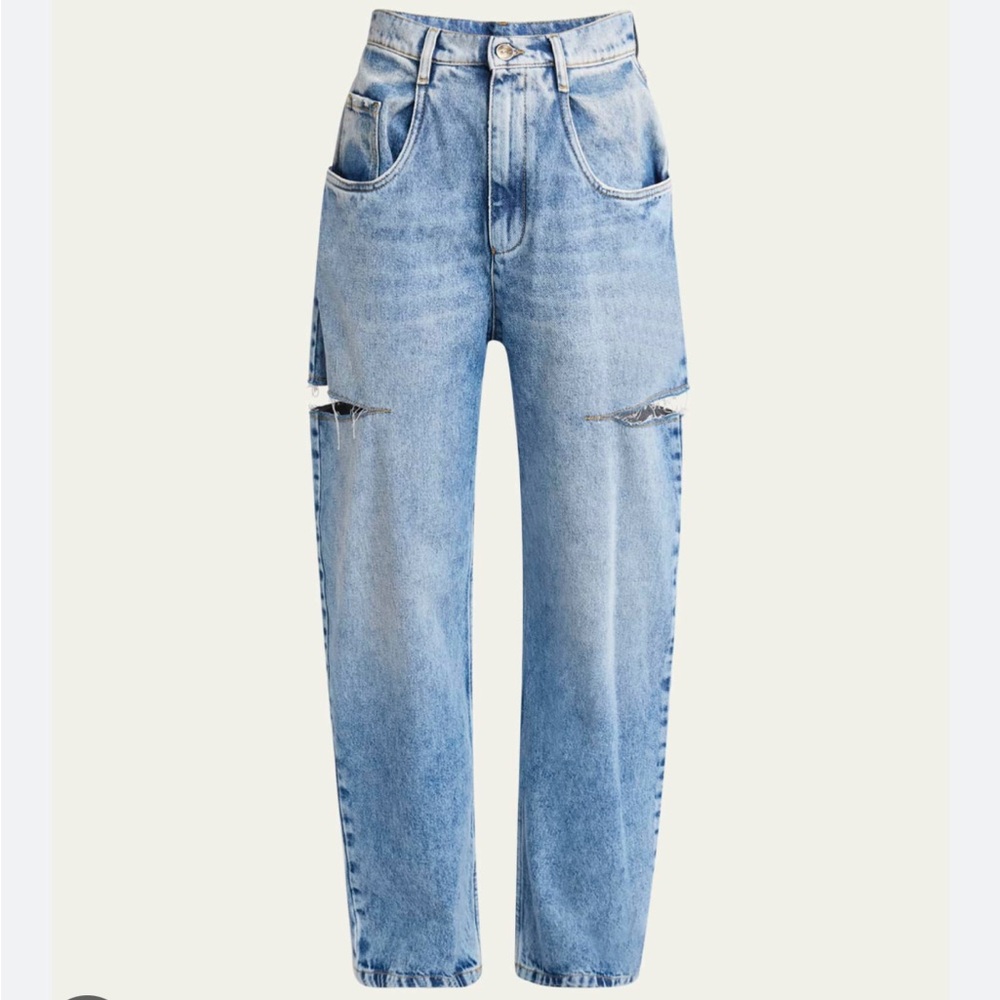Maison Martin Margiela Light Blue Distressed Wide-Leg Jeans